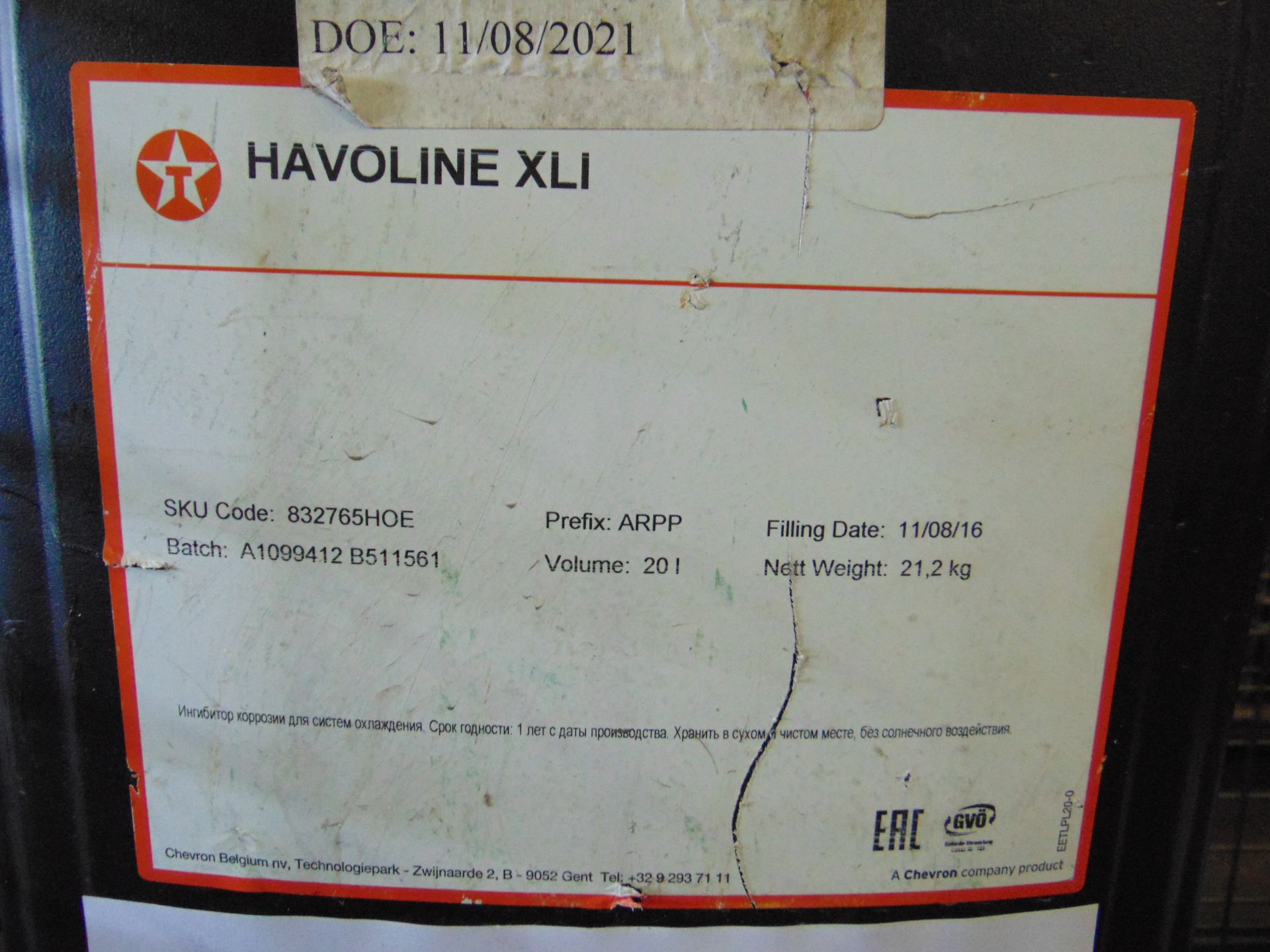 2 x Unissued 20L Sealed Drums of Havoline XLI High Performance Corrosion Inhibiter Concentrate - Image 2 of 2