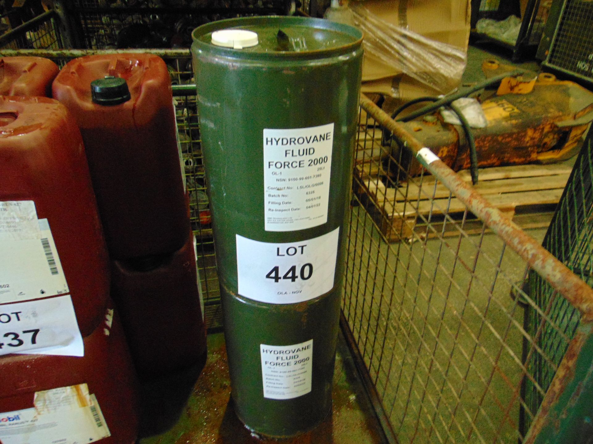 2 x Unissued 25L Sealed Drums of Hydrovane Fluid Force 2000 High Performance Compressor Oil