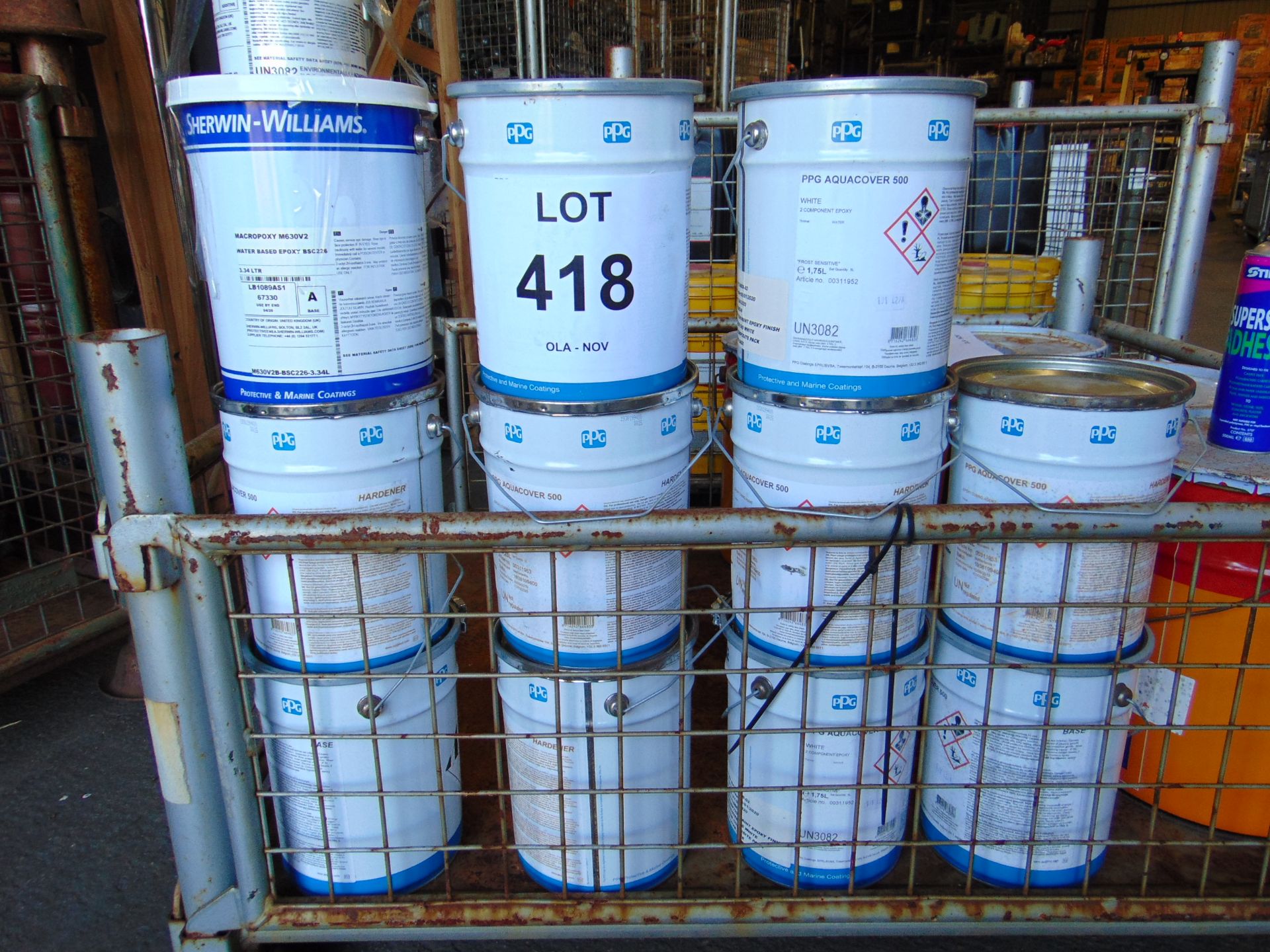 11 x Unissued 5L Sealed Tins of Aquacover 500 White Paint etc