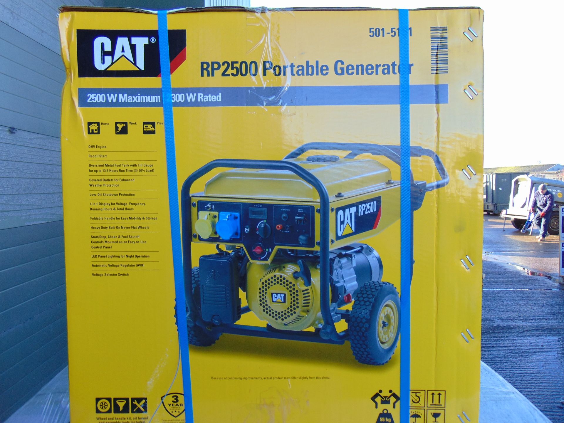 QTY 5 x UNISSUED Caterpillar RP2500 Industrial Petrol Generator Sets Dual Voltage 110/230 Volt - Image 3 of 6