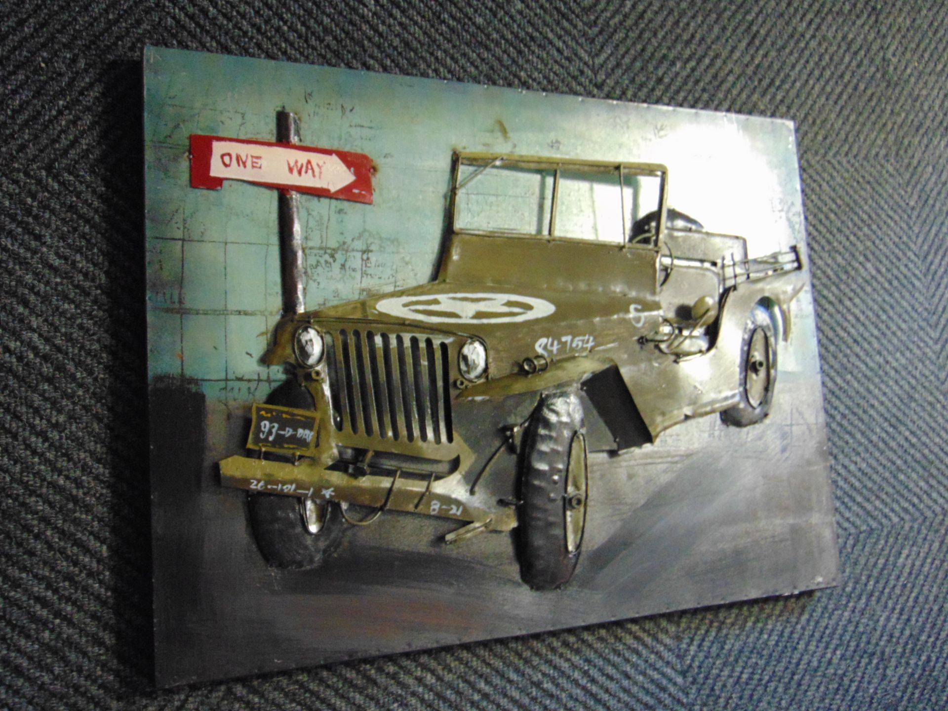 3D WW2 WILLYS JEEP PICTURE IN METAL 80 CM x 60CM - Image 3 of 6