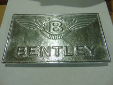 CAST ALUMINIUM POLISHED BENTLEY SIGN 31cm x 19cm