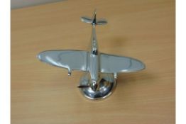 BEAUTIFUL POLISHED ALUMINIUM DESKTOP MODEL OF WW2 SPITFIRE