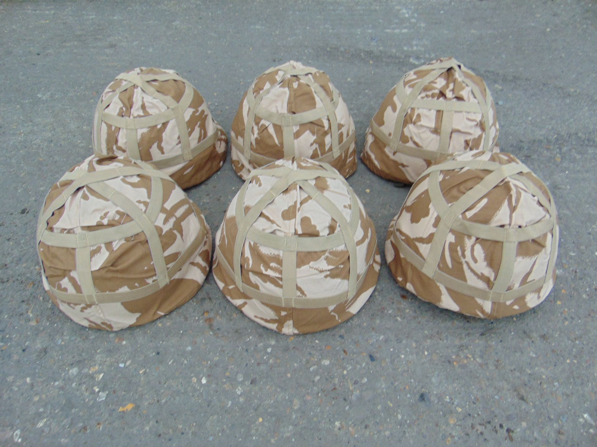 6 x British Army MK 6 Combat Helmets with desert covers