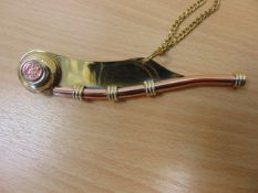 BOSON'S WHISTLE IN BRASS AND COPPER WITH CHAIN AND STORAGE BOX