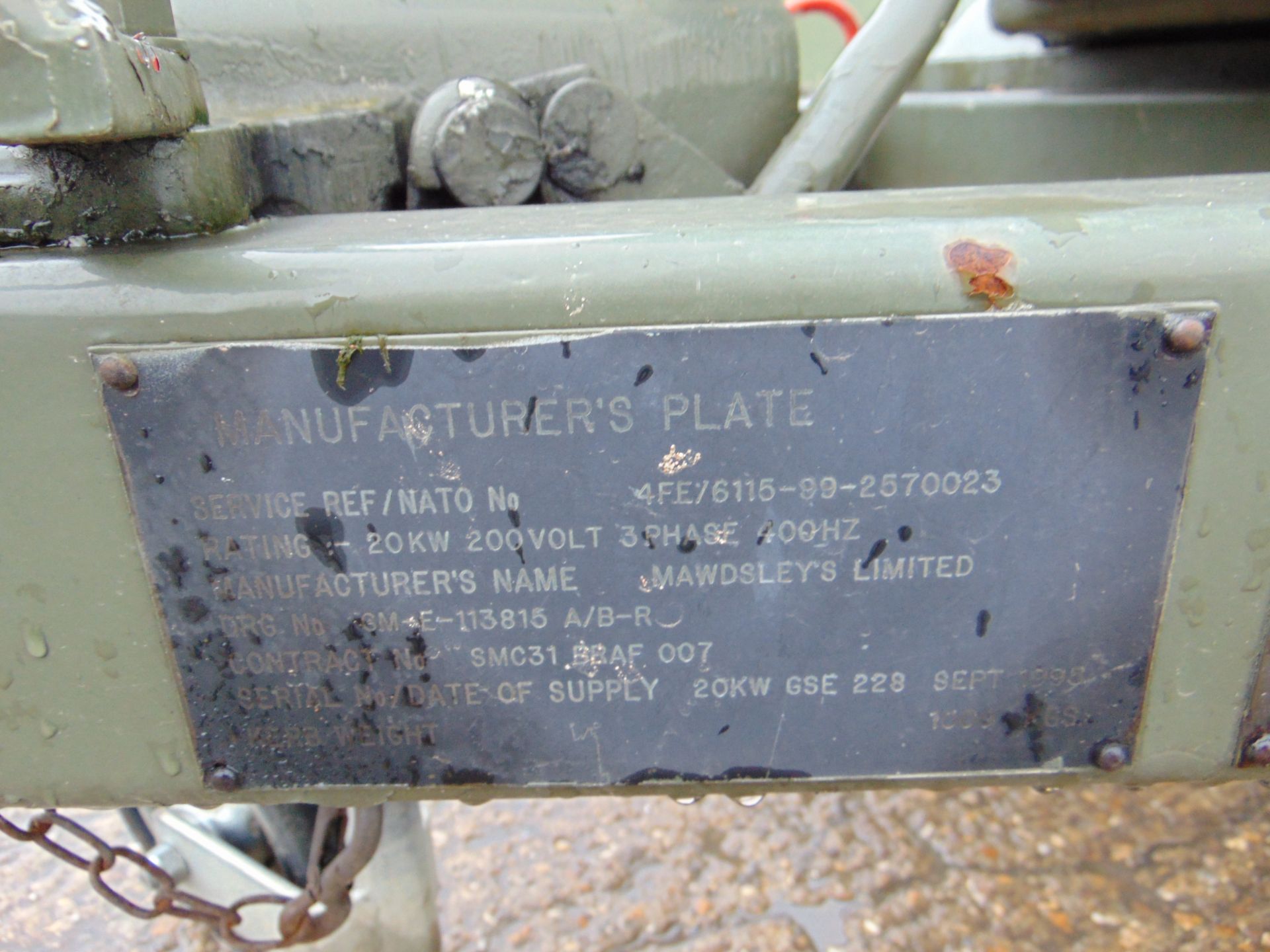 Ex Uk Royal Air Force Trailer Mounted 25 KVA Generator - Image 12 of 13