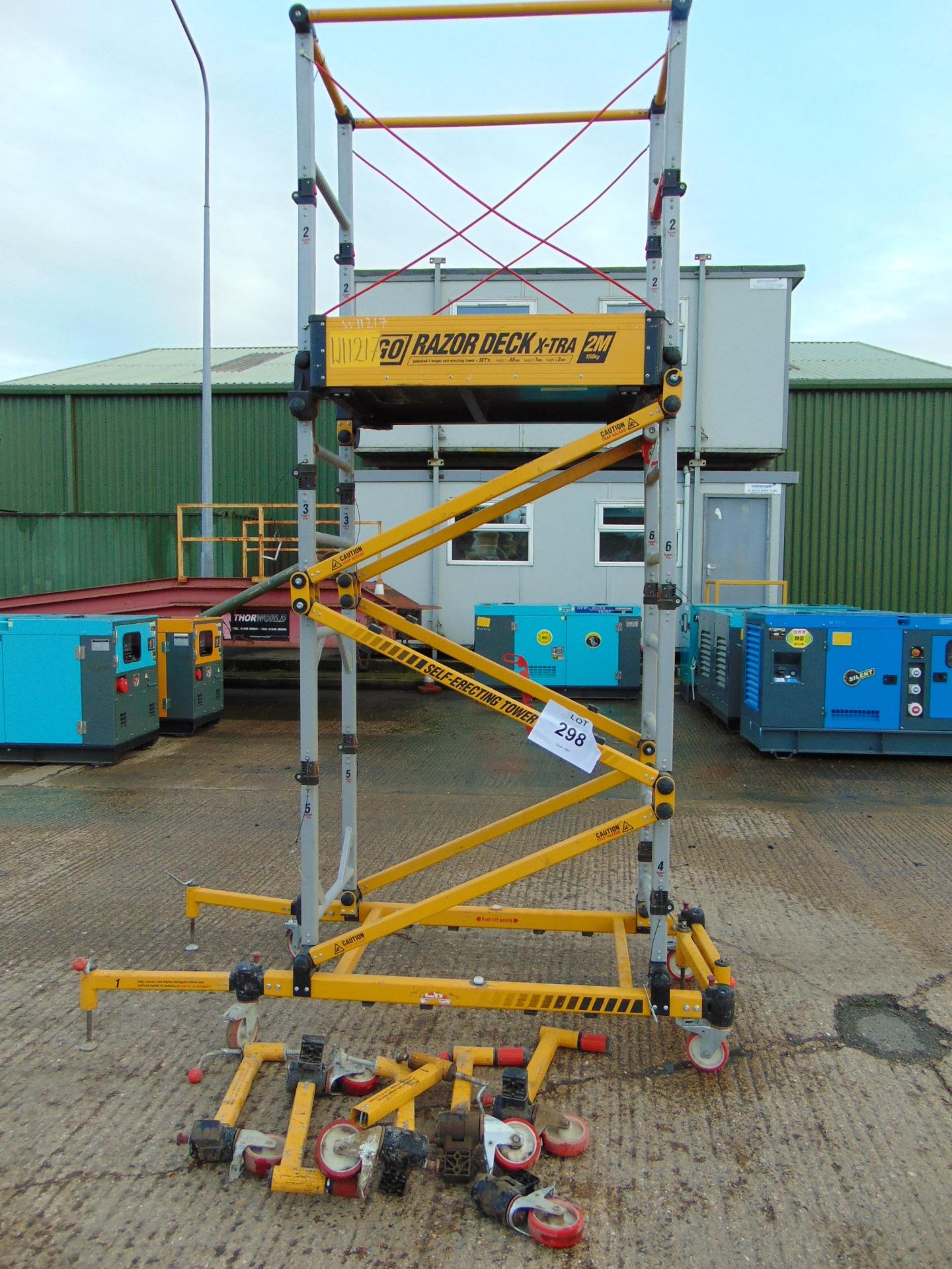 RAZOR DECK X-TRA SELF ERECTING TOWER PLATFORM C/W LEGS ETC. 2M-150 KG - Image 2 of 10