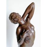 After Charles Sykes (1875-1950) FEMALE IN CLASSICAL POSE, bronzed metal figurine, 43.5 cm H,