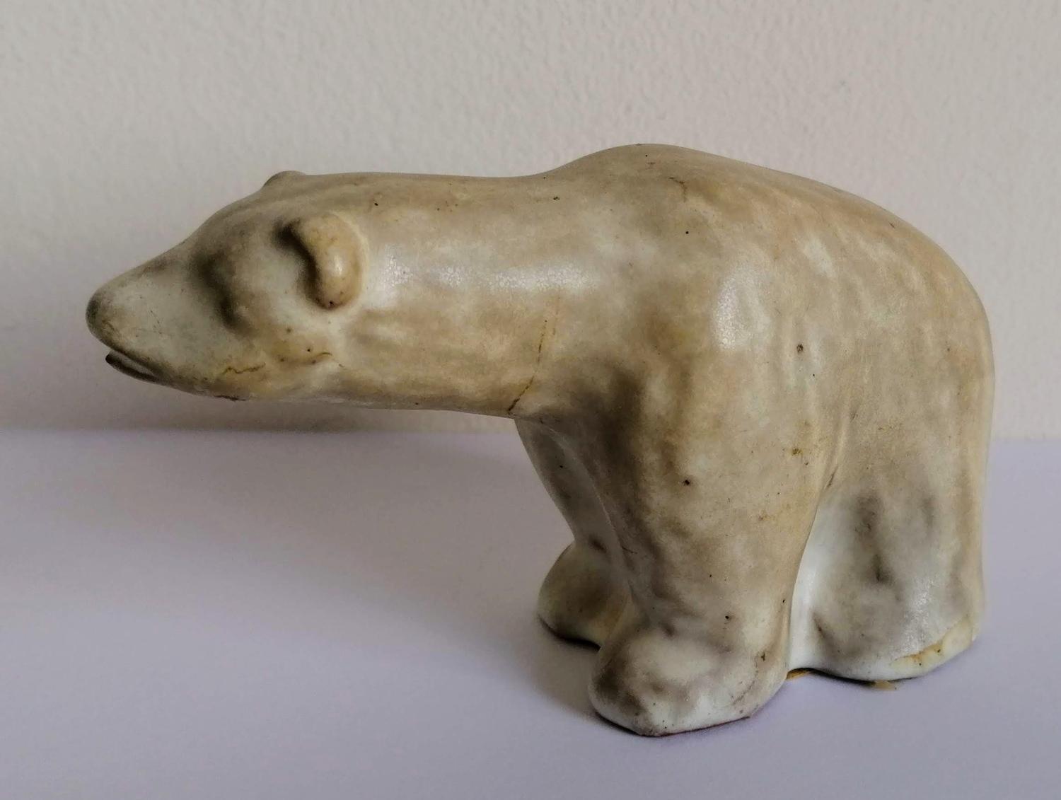 Åke Holm (Swedish, 1900-1980) POLAR BEAR, ceramic figurine, 8.5 x 13.5 cm, signed to base Å. Holm