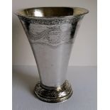 An 18th century Swedish silver vase of flared form with embossed and etched decoration,