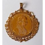 A 1915 Austrian 4 Ducat gold coin in a pendant mount, 19.8g gross