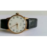 A BWC London quartz gent's wristwatch with Arabic numerals, hallmarked 9ct gold to inside case for