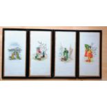 Four mid-20th century Japanese watercolour scenes, signed JAD, dated 1958, framed and mounted (4)