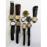 A mid-20th century Tavannes wristwatch and nine others, as found (10)
