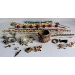 An assortment of mixed costume jewellery