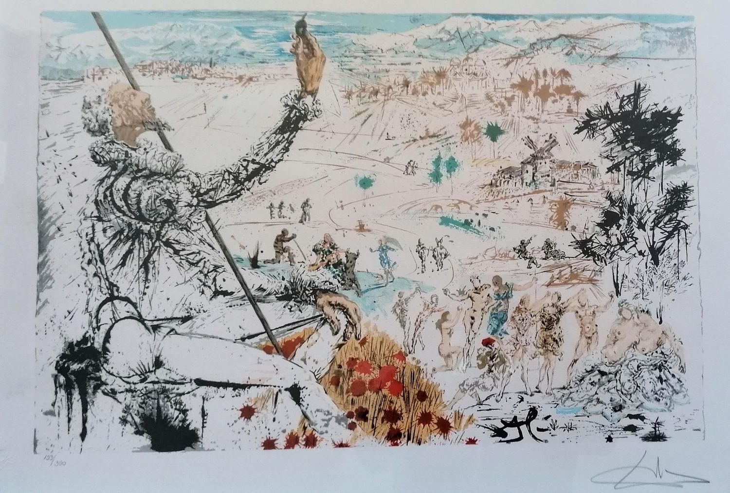 Salvador Dali (1904-1989) DON QUICHOTTE EN CAMPAGNE, lithograph, numbered 153/300, blind stamp,