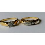 A late Victorian graduated five-stone, old-cut diamond ring on an 18ct yellow gold rub over