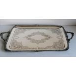 A late Victorian silver two-handled butler's tray with gadroon and scallop decoration to edge,
