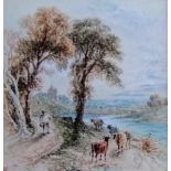 Myles Birket Foster (1825-1899), EVENING, NEAR STREATLEY-ON-THAMES, watercolour, in ornate gilt