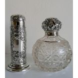 A George V silver pepper pot with elaborate rococo design, vacant cartouche, weighted, Birmingham,