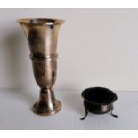 A Birmingham silver trumpet-shape posy vase with reeded central band and waisted base, , by Barker