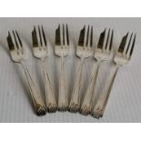 A set of six silver Art Deco silver dessert forks by Cooper Brothers & Sons Ltd., Sheffield, 1946,