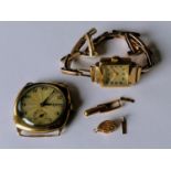 A mid-20th century gents 9ct gold-cased watch, in working order and a similar ladies 9ct gold-