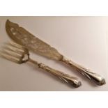 A Victorian pair of silver fish servers with pierced and etched decoration by John Gilbert & Co.,