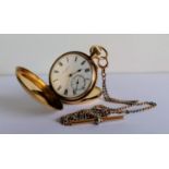 A Victorian 18ct gold-cased (including dust cover) full-hunter pocket watch with white dial, Roman