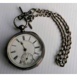 A late Victorian silver-cased pocket watch with Roman numerals, subsidiary seconds hand, key-wind,