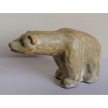 Åke Holm (Swedish, 1900-1980) POLAR BEAR, ceramic figurine, 8.5 x 13.5 cm, signed to base Å. Holm