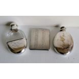 A 19th century German silver 800 hip flask with screw cap, faceted decoration by Wilhelm Binder,