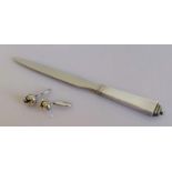 An Art Deco-style Georg Jensen silver-handled letter opener with stepped decoration, 18.5 cm,
