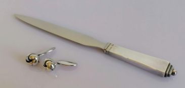 An Art Deco-style Georg Jensen silver-handled letter opener with stepped decoration, 18.5 cm,