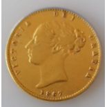 A Victorian shield-back gold half-sovereign, 1867