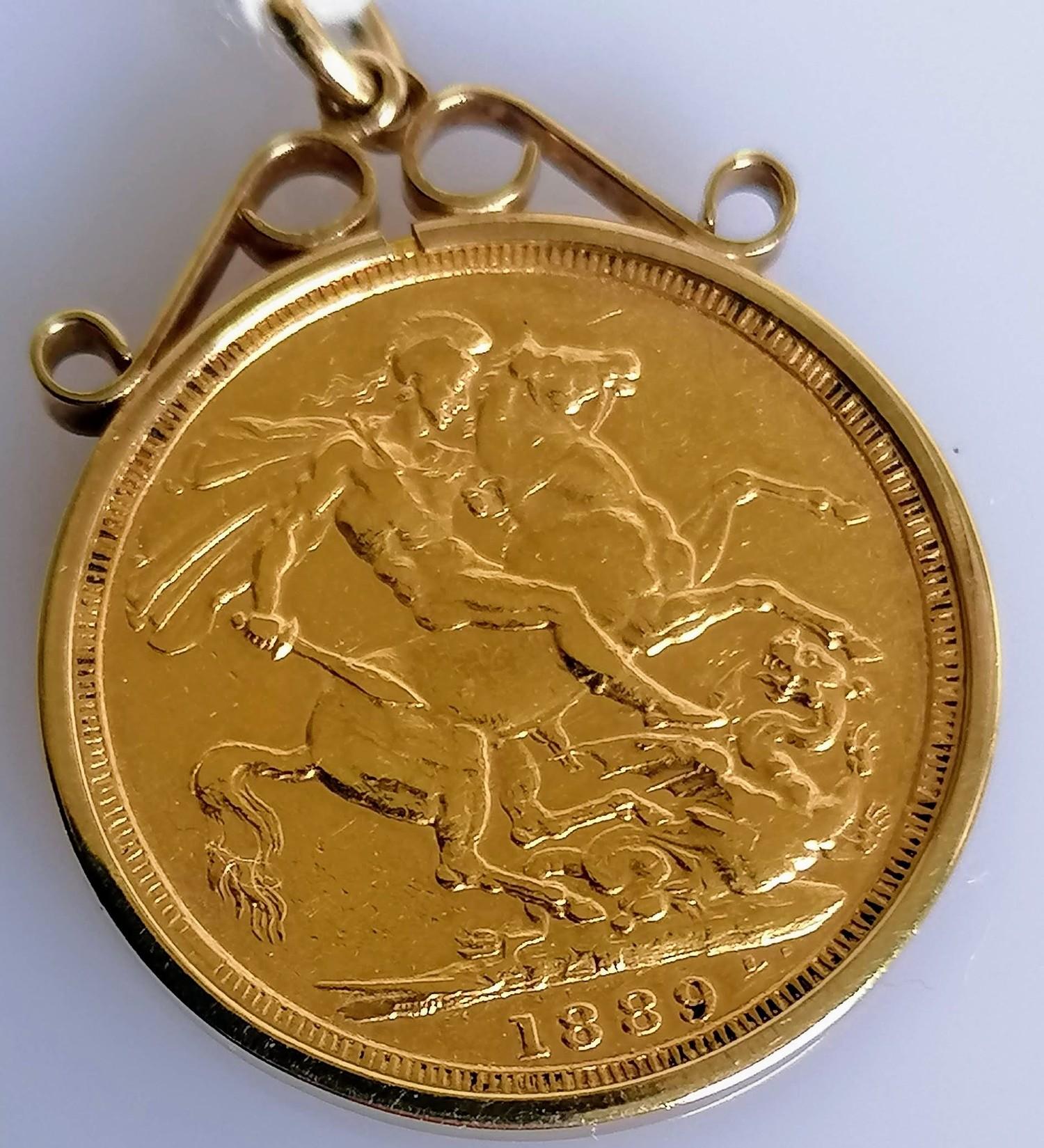 A mounted Victorian gold full-sovereign, Melbourne mint, 8.96g