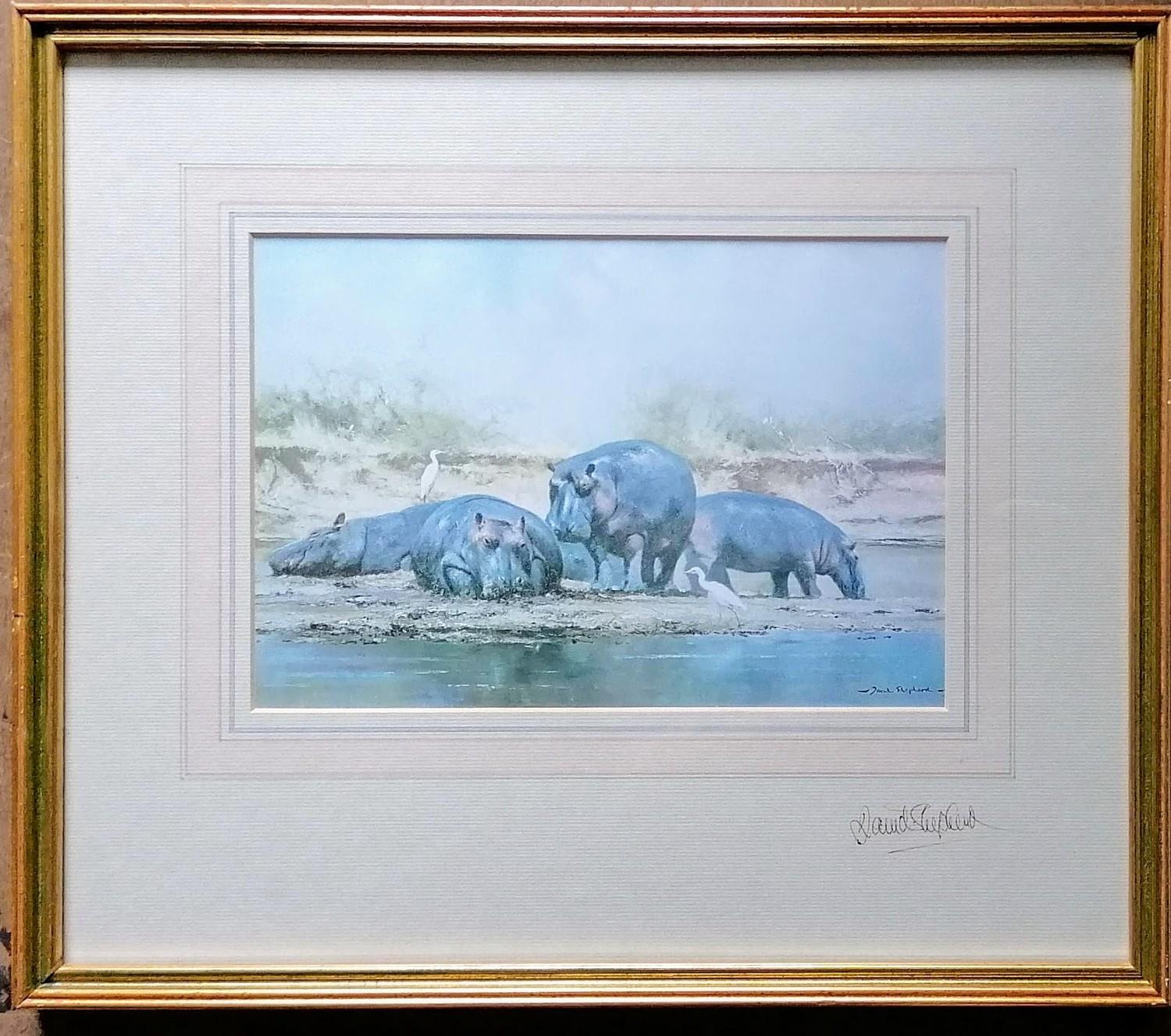 After David Shepherd, HIPPO HEAVEN, print, signed in pencil and dedication verso, framed and - Image 2 of 4