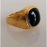 A gem-set yellow gold signet ring, size T, stamped 585, 6.81g