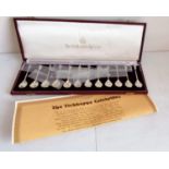 A cased set of twelve silver spoons, The Tichborne Celebrities, London, 1978 with booklet, 264g
