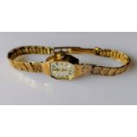 A mid-century ladies Rotary manual dress watch with baton markers, hallmarked 9ct gold case and