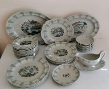 A Wedgwood 'Travel' pattern part-dinner service in Windsor Grey designed by Eric Ravilious