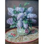 Indistinctly signed, Collis (?), STILL LIFE OF FLOWERS, oil on board, signed and dated bottom right,