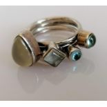 Wendy Ramshaw, C.B.E., R.D.I. (British, 1939-2018), a set of four silver stacking rings: