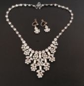 A Norman Hartnell (designer to the Queen) vintage diamante costume jewellery necklace and matching