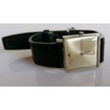 A Jaeger-LeCoultre gentleman's manual wristwatch, steel square case 25mm, baton markers, signed dial