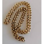 A 9ct yellow gold rolo neck chain, 74 cm, hallmarked, 46.65g