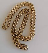 A 9ct yellow gold rolo neck chain, 74 cm, hallmarked, 46.65g