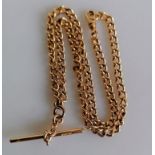 A 9ct gold Albert chain hallmarked to clasp and T-bar, 44 cm, 27g