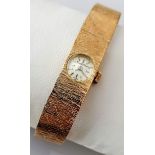 A vintage Bueche-Girod 9ct gold ladies bracelet cocktail watch, manual movement, signed dial 10mm