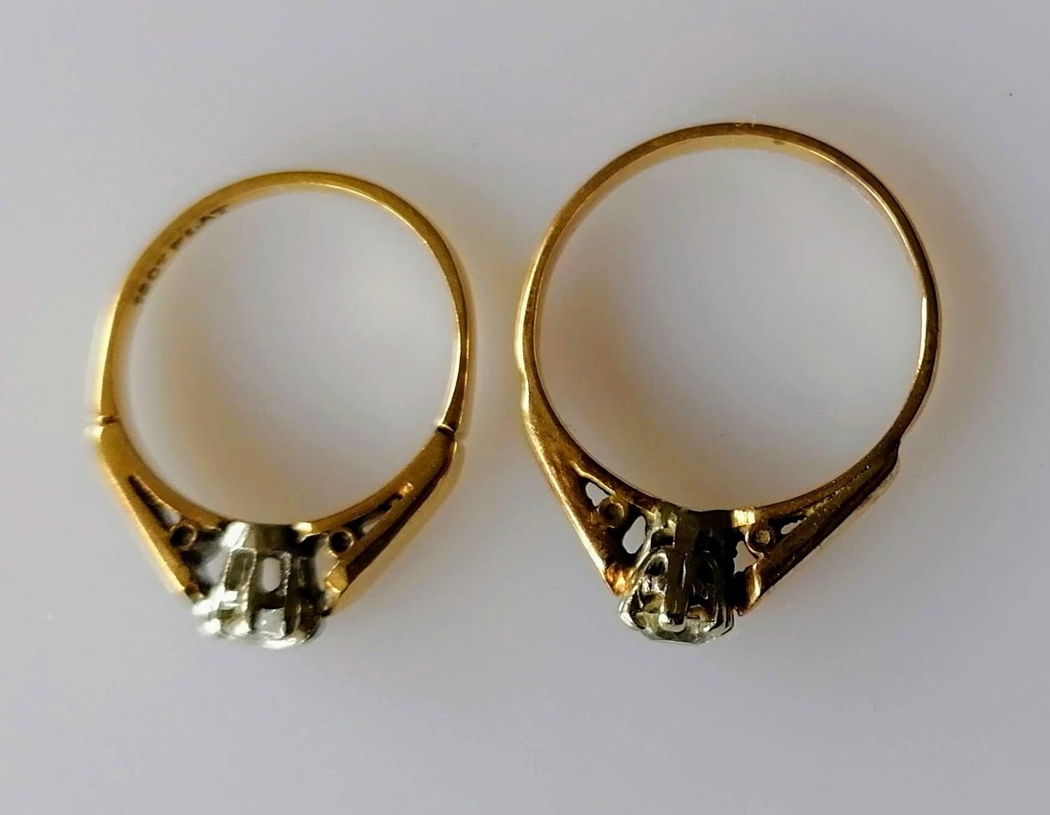 Two mid-20th century solitaire diamond rings in claw settings, each stone approximately 0.2 - Image 2 of 3